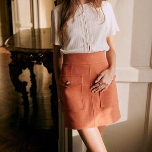 Sezane Gillyne Skirt in Brick Size 4